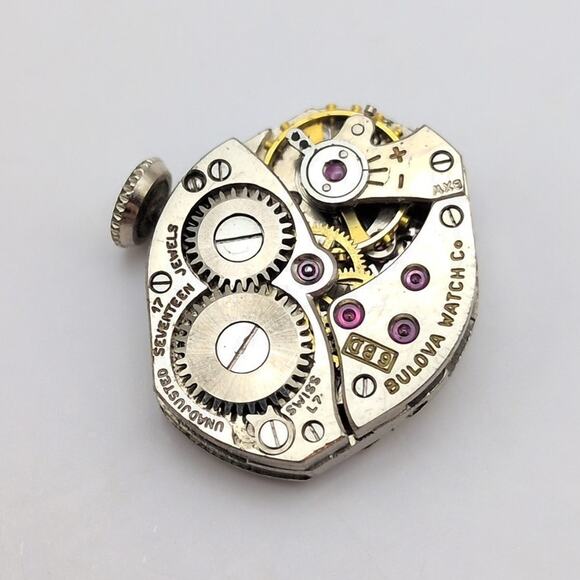 Vtg 1950s Bulova L7 Ladies Wind Watch 10k Rolled Gold Plate Bezel Silver Works